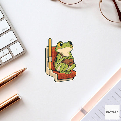 Frog Seat-Hop Restraint Sticker, Rail Commute Animal, Laptop Journal Planner Gift