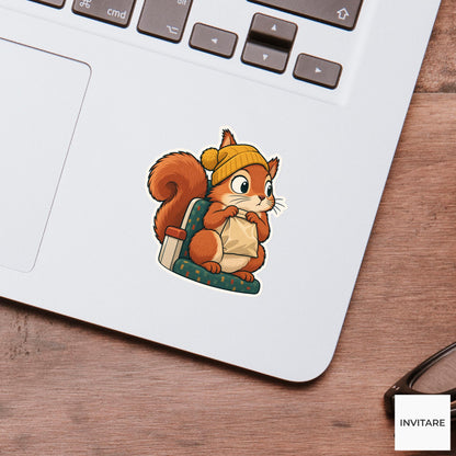 Squirrel Snackbag Clasp Sticker, Rail Commute Animal, Laptop Journal Planner Gift