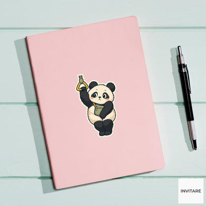 Panda Handle Sharing Etiquette Sticker, Rail Commute Animal, Laptop Journal Planner Gift