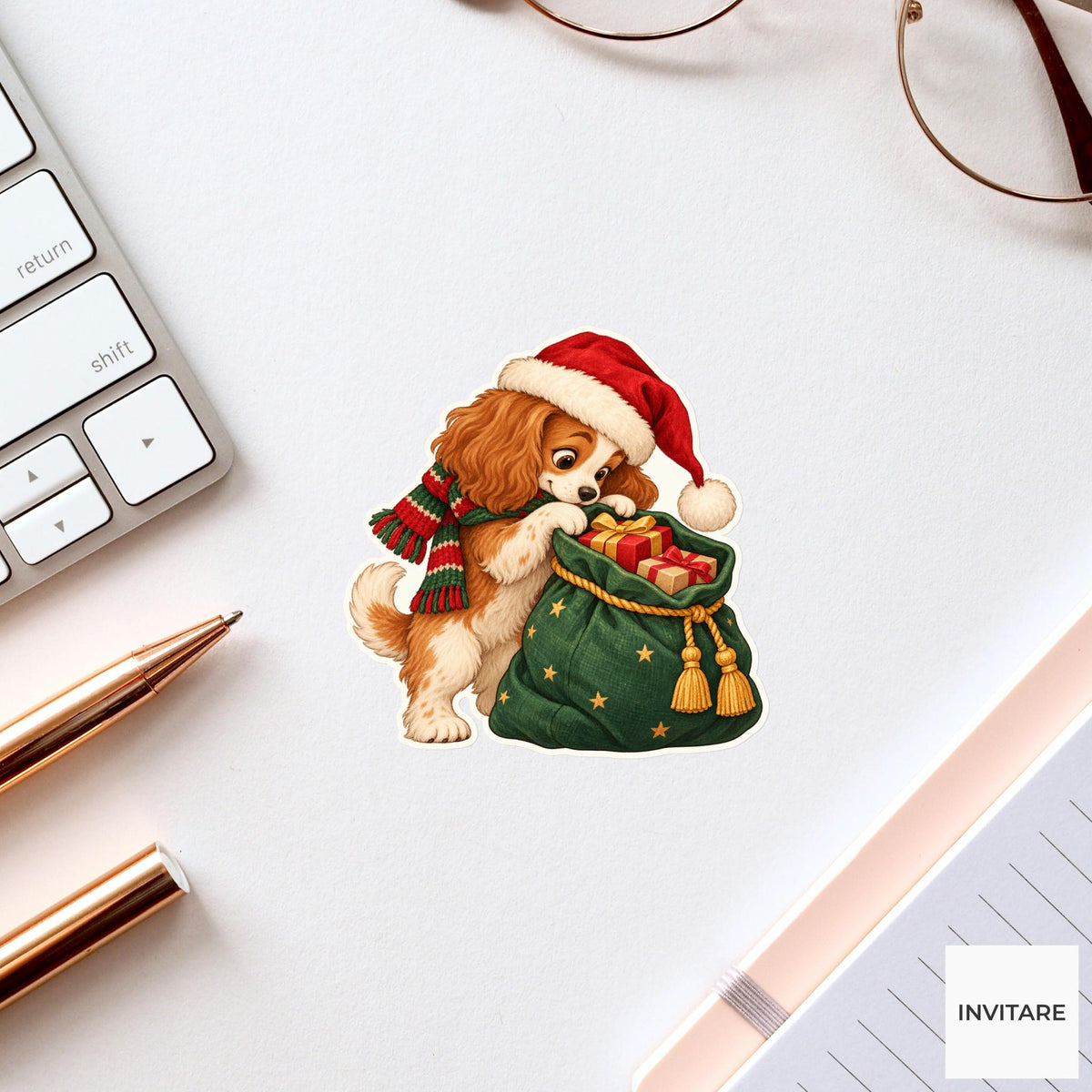 Dog Gift-Sack Nose Check Sticker, Christmas Gift Mail Animal, Laptop Journal Planner Gift