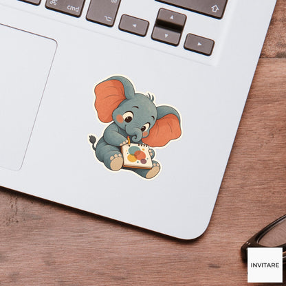 Elephant Quiet Pencil Grip Sticker, Museum Weekend Animal, Laptop Journal Planner Gift
