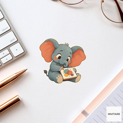 Elephant Quiet Pencil Grip Sticker, Museum Weekend Animal, Laptop Journal Planner Gift