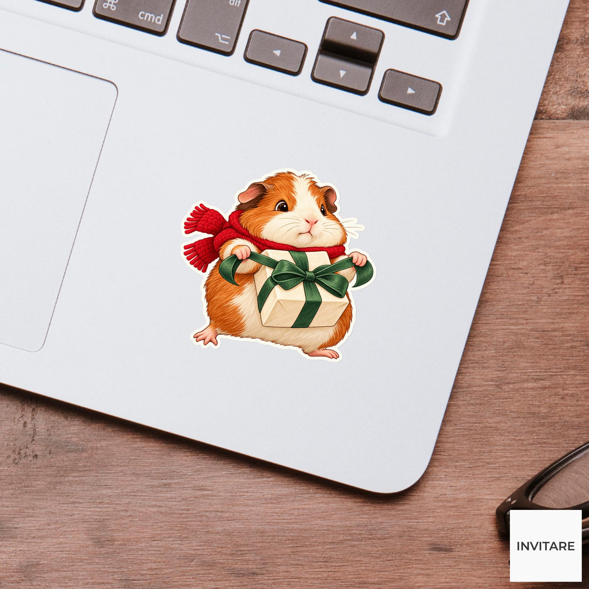 Guinea Pig Parcel-Tie Tug Sticker, Christmas Gift Mail Animal, Laptop Journal Planner Gift