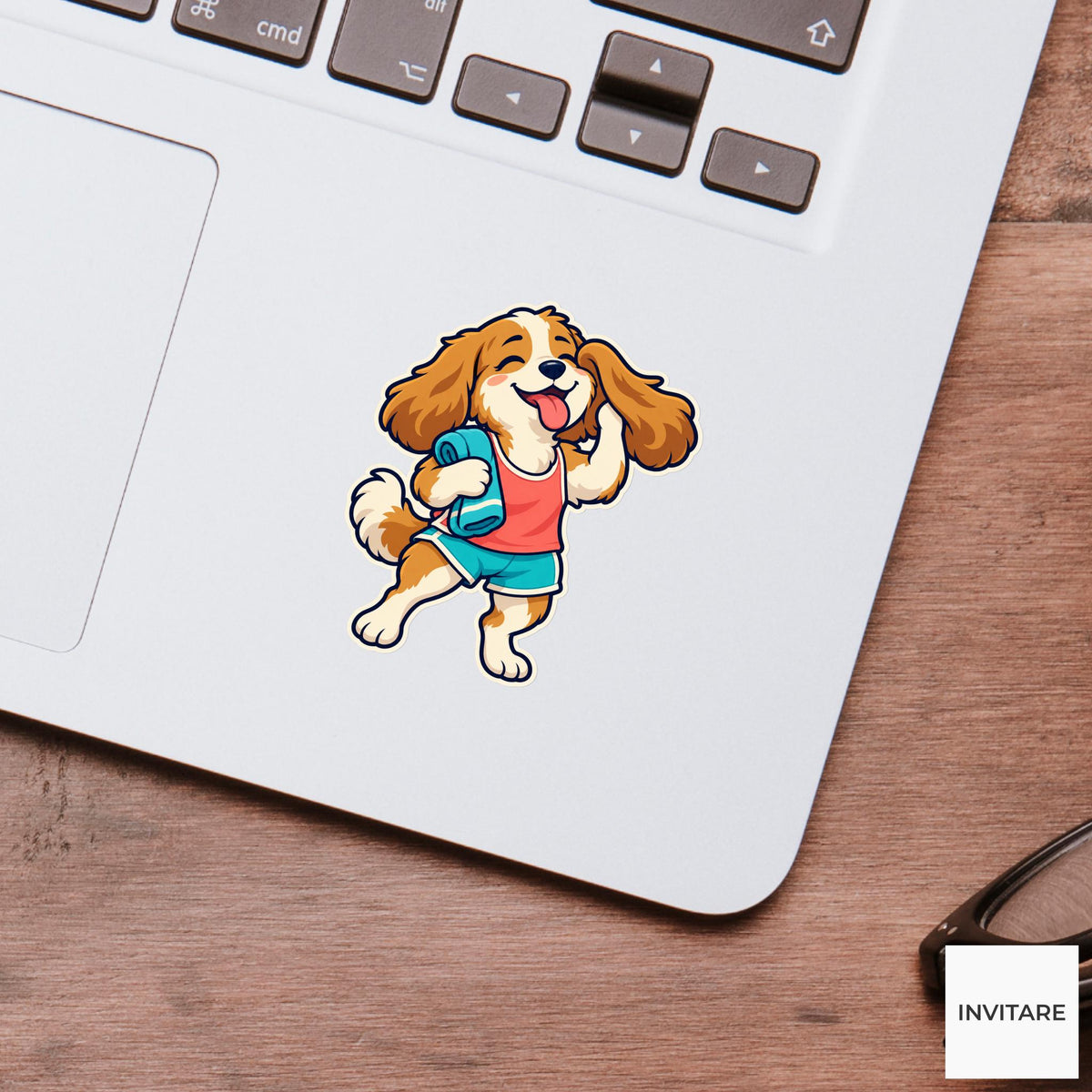 Dog Cooling Ears Sticker, Cute Running Animal, Notebook and Stationery Art, Jogger Gift