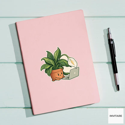 Peace Lily Quiet Request Sticker, Office Mood Plant, Laptop and Journal Decor, Coworker Gift