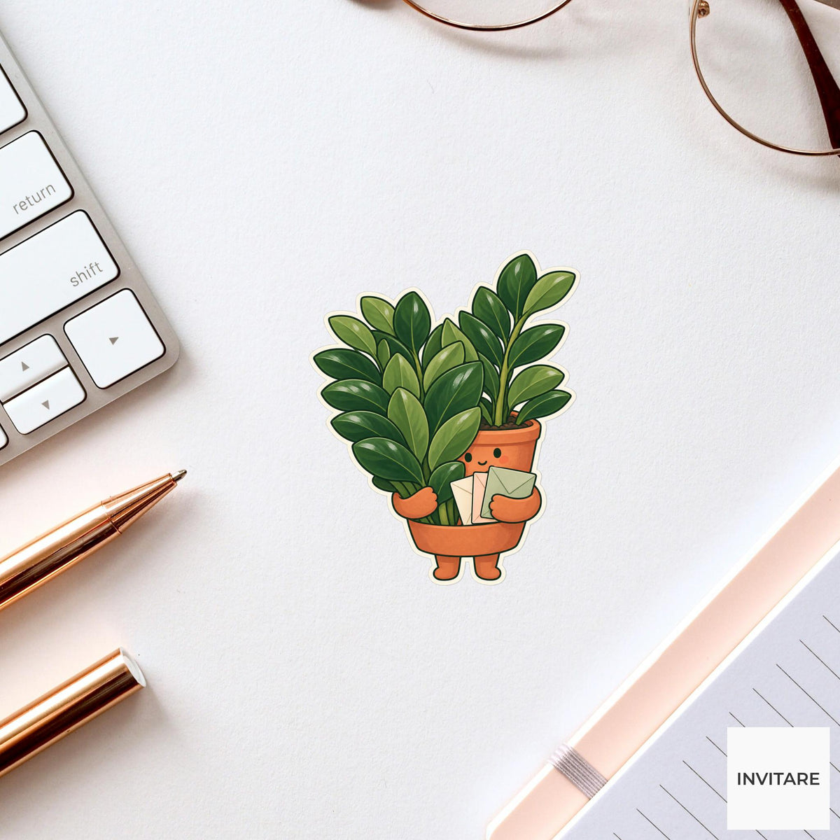 ZZ Plant Inbox Shield Sticker, Office Mood Plant, Planner and Notebook Decor, Coworker Gift