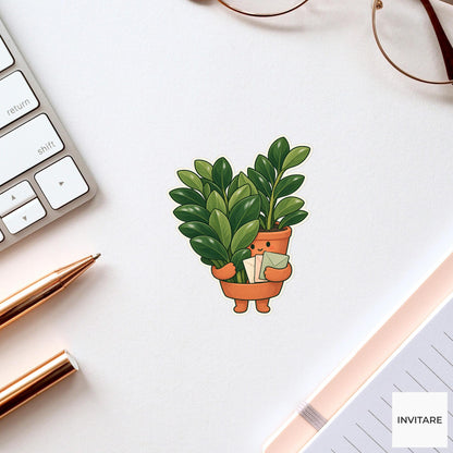 ZZ Plant Inbox Shield Sticker, Office Mood Plant, Planner and Notebook Decor, Coworker Gift