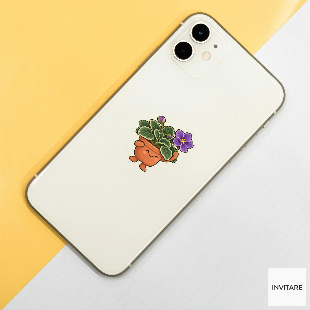 African Violet Small Win Sticker, Office Mood Plant, Phone Case and Scrapbook Art, Coworker Gift