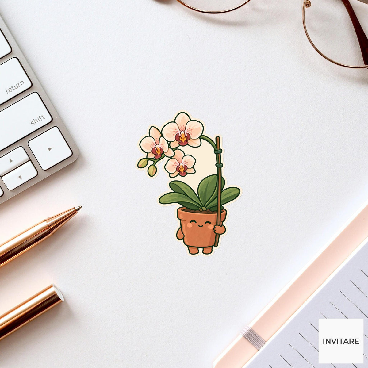 Orchid Support Request Sticker, Office Mood Plant, Journal and Laptop Decor, Coworker Gift