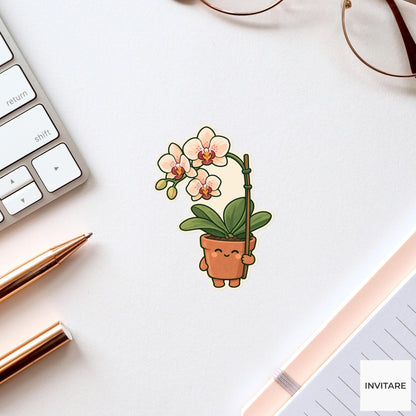 Orchid Support Request Sticker, Office Mood Plant, Journal and Laptop Decor, Coworker Gift