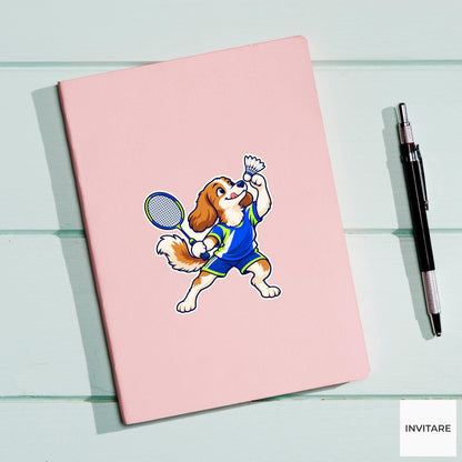 Dog Shuttle Temptation Sticker, Badminton Animal Art, Phone Case and Scrapbook Art, Club Friend Gift