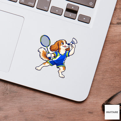 Dog Shuttle Temptation Sticker, Badminton Animal Art, Phone Case and Scrapbook Art, Club Friend Gift