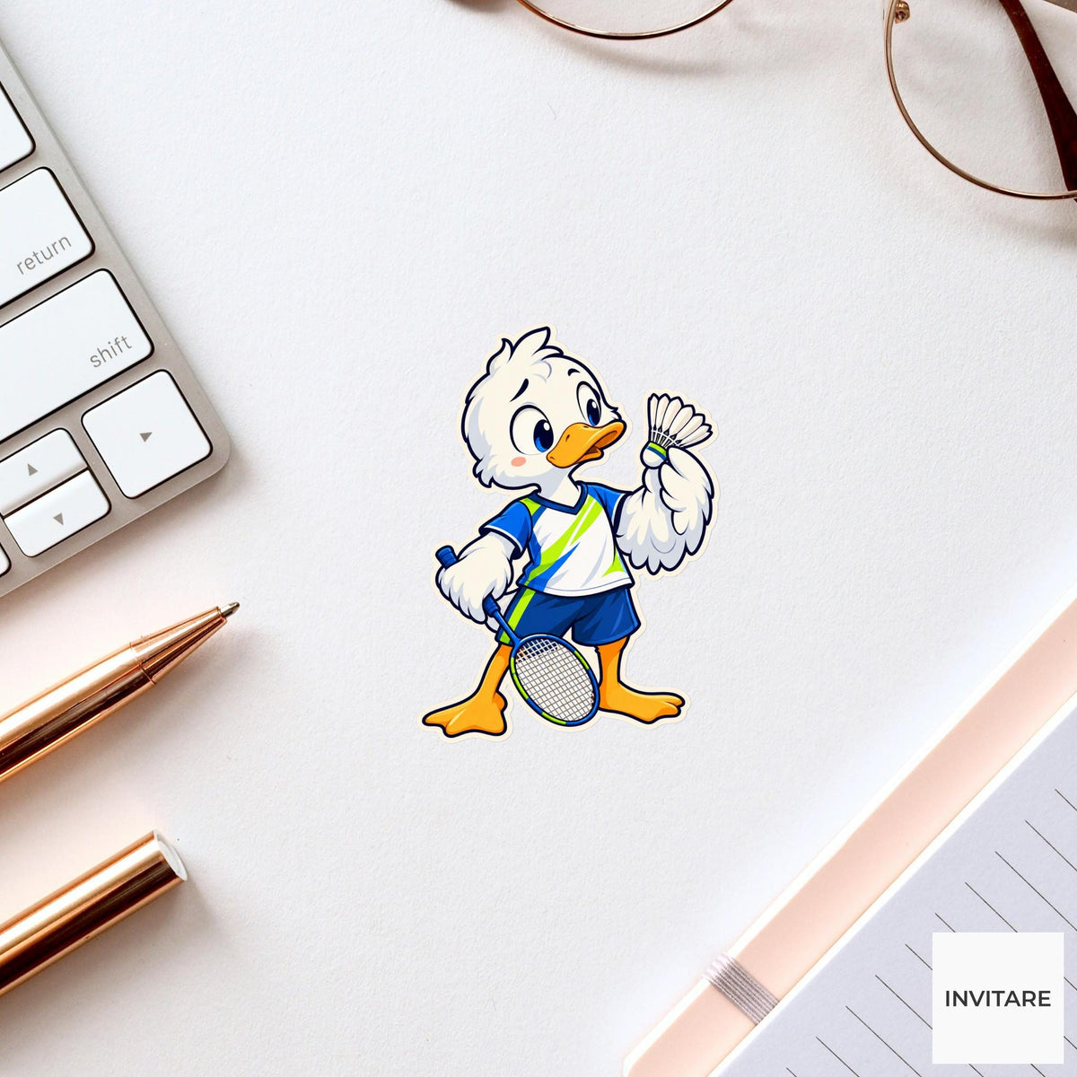 Duck Feather Comparison Sticker, Badminton Animal Art, Phone Case and Scrapbook Art, Club Friend Gift
