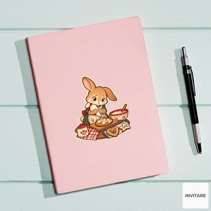 Rabbit Crooked Icing Sticker, Christmas Cookie Animal, Planner and Notebook Decor, Baking Gift