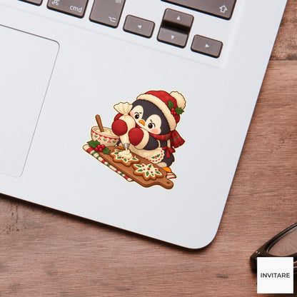 Penguin Icing Mittens Sticker, Christmas Cookie Animal, Planner and Notebook Decor, Baking Gift