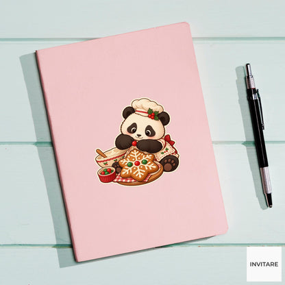 Panda Sprinkle Count Sticker, Christmas Cookie Animal, Notebook and Stationery Art, Baking Gift