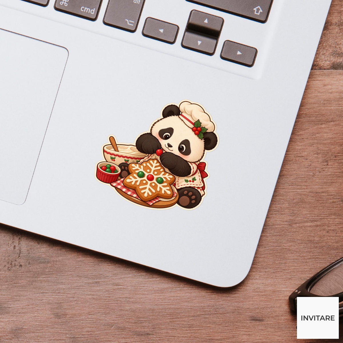 Panda Sprinkle Count Sticker, Christmas Cookie Animal, Notebook and Stationery Art, Baking Gift