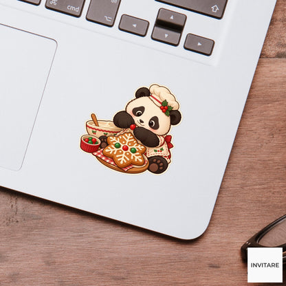 Panda Sprinkle Count Sticker, Christmas Cookie Animal, Notebook and Stationery Art, Baking Gift
