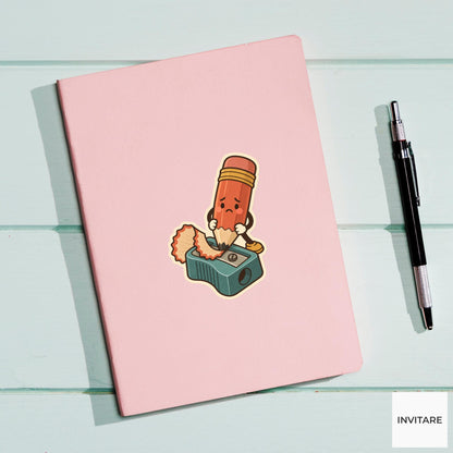Pencil Haircut Panic Sticker, Retro Stationery Art, Journal and Pencil Case Decor, Paper Lover Gift