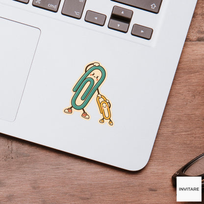 Paper Clip Stretch Club Sticker, Retro Stationery Art, Writing Desk and Scrapbook Art, Paper Lover Gift