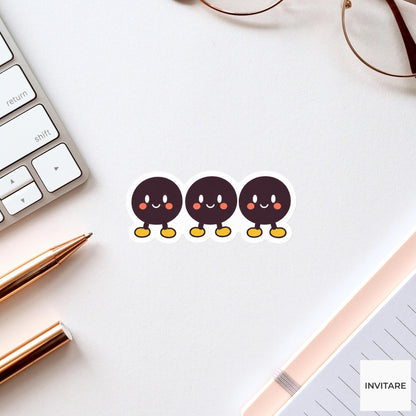 Three ellipsis dots patiently lining up with tiny feet Vinyl Sticker