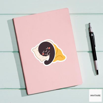 comma curled up for a cozy nap Vinyl Sticker