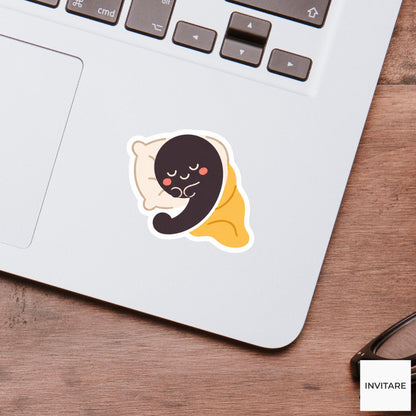 comma curled up for a cozy nap Vinyl Sticker