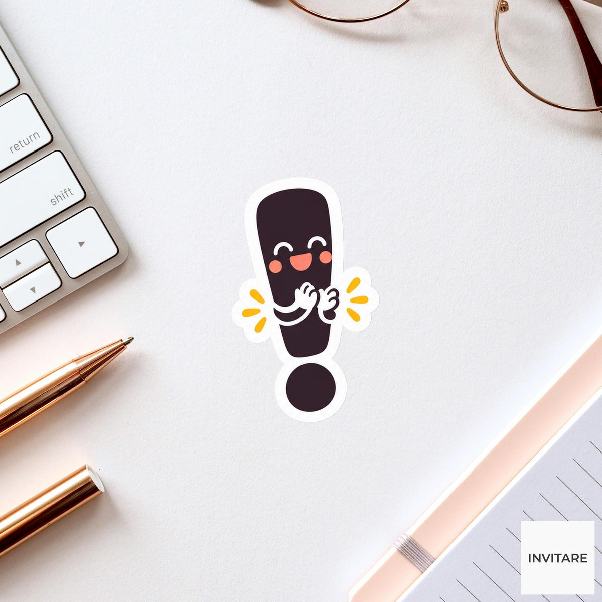 exclamation mark applauding with small hands Vinyl Sticker