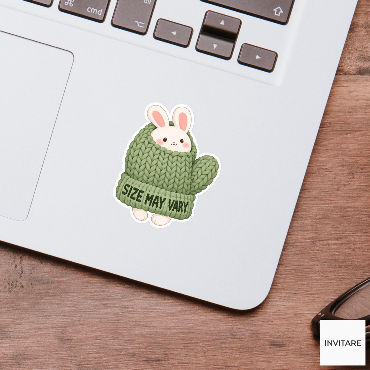 Rabbit Cozy Yarn Vinyl Sticker, Size May Vary Cute Animal Illustration
