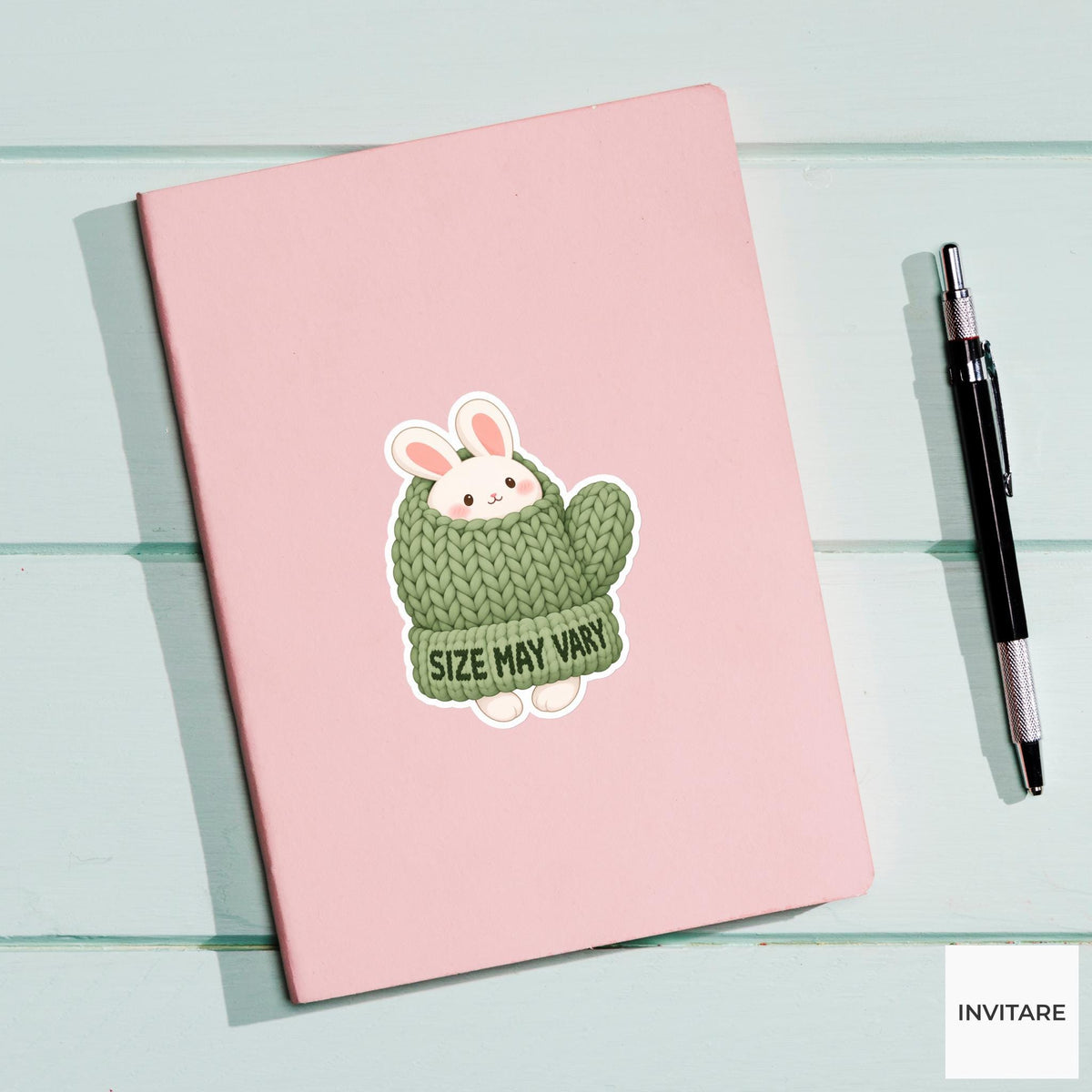 Rabbit Cozy Yarn Vinyl Sticker, Size May Vary Cute Animal Illustration