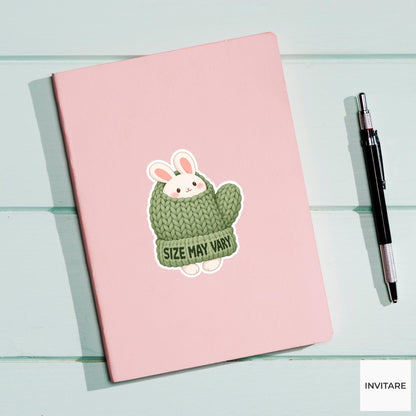 Rabbit Cozy Yarn Vinyl Sticker, Size May Vary Cute Animal Illustration