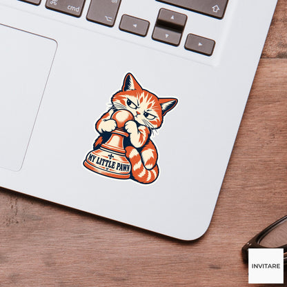 Cat Chess Vinyl Sticker, My Little Pawn Cute Animal Illustration