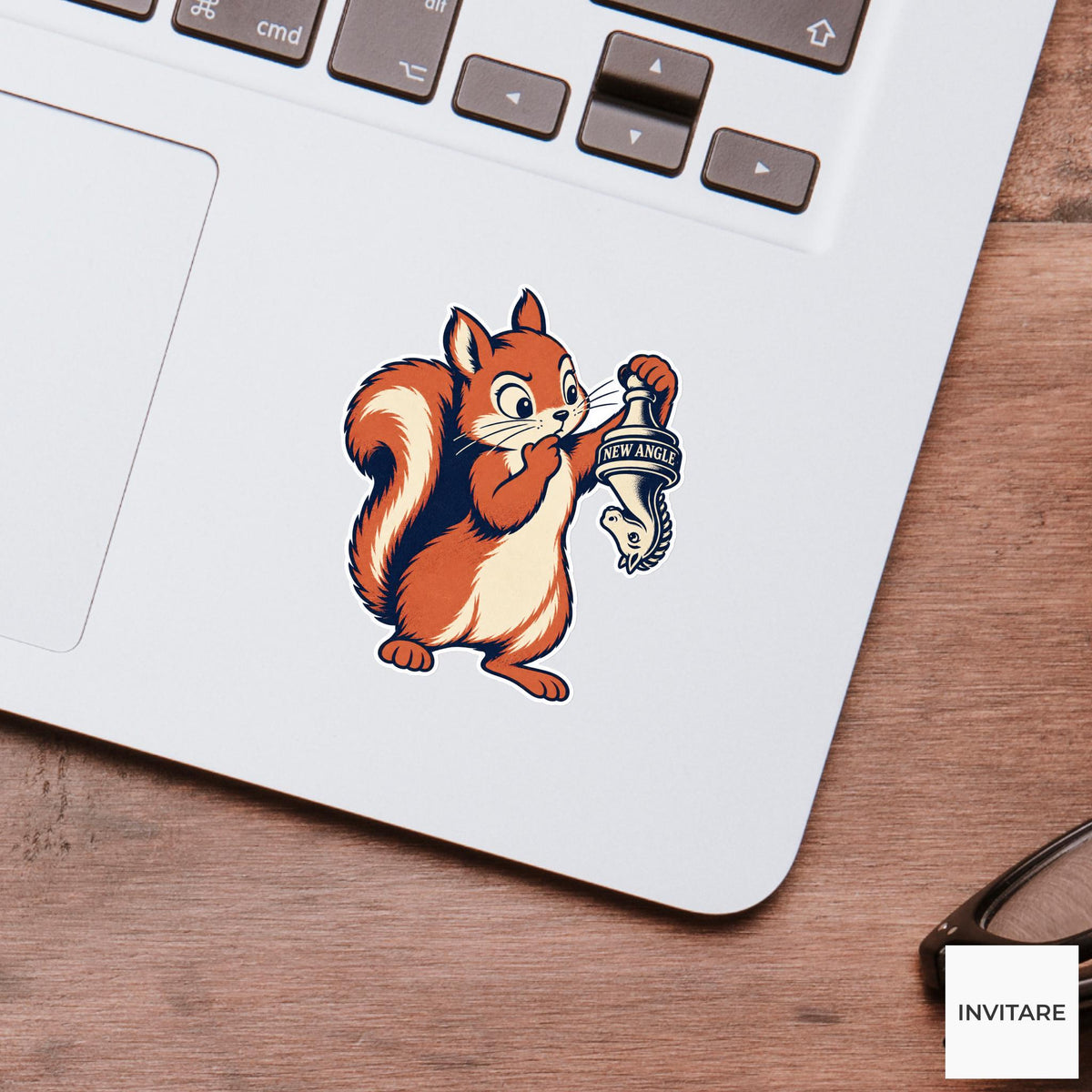 Squirrel Chess Vinyl Sticker, New Angle Cute Animal Illustration