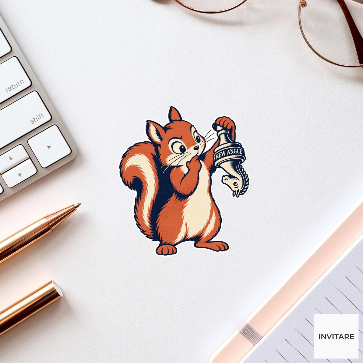 Squirrel Chess Vinyl Sticker, New Angle Cute Animal Illustration