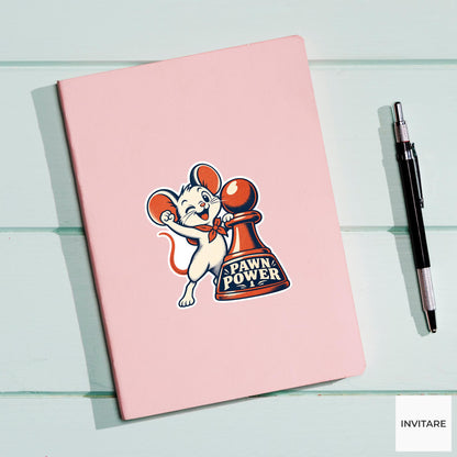 Mouse Chess Vinyl Sticker, Pawn Power Cute Animal Illustration