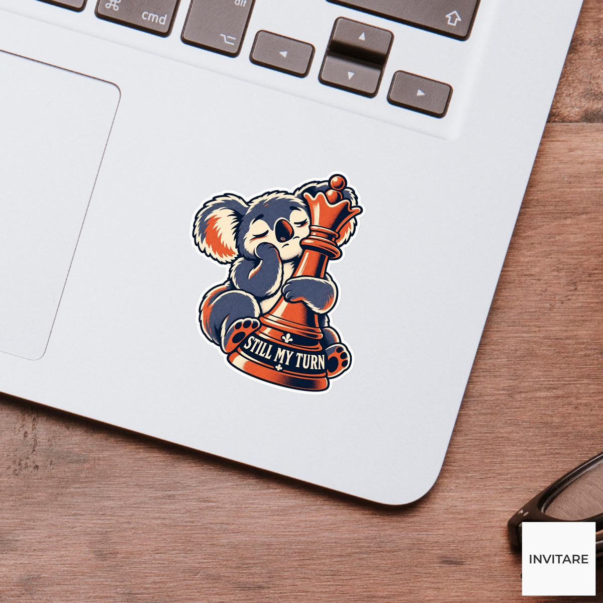 Koala Chess Vinyl Sticker, Still My Turn Cute Animal Illustration