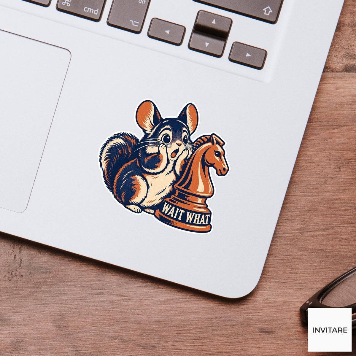 Chinchilla Chess Vinyl Sticker, Wait What Cute Animal Illustration