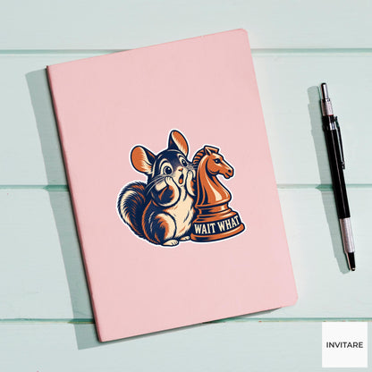 Chinchilla Chess Vinyl Sticker, Wait What Cute Animal Illustration