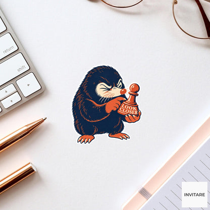 Mole Chess Vinyl Sticker, Look Closer Cute Animal Illustration
