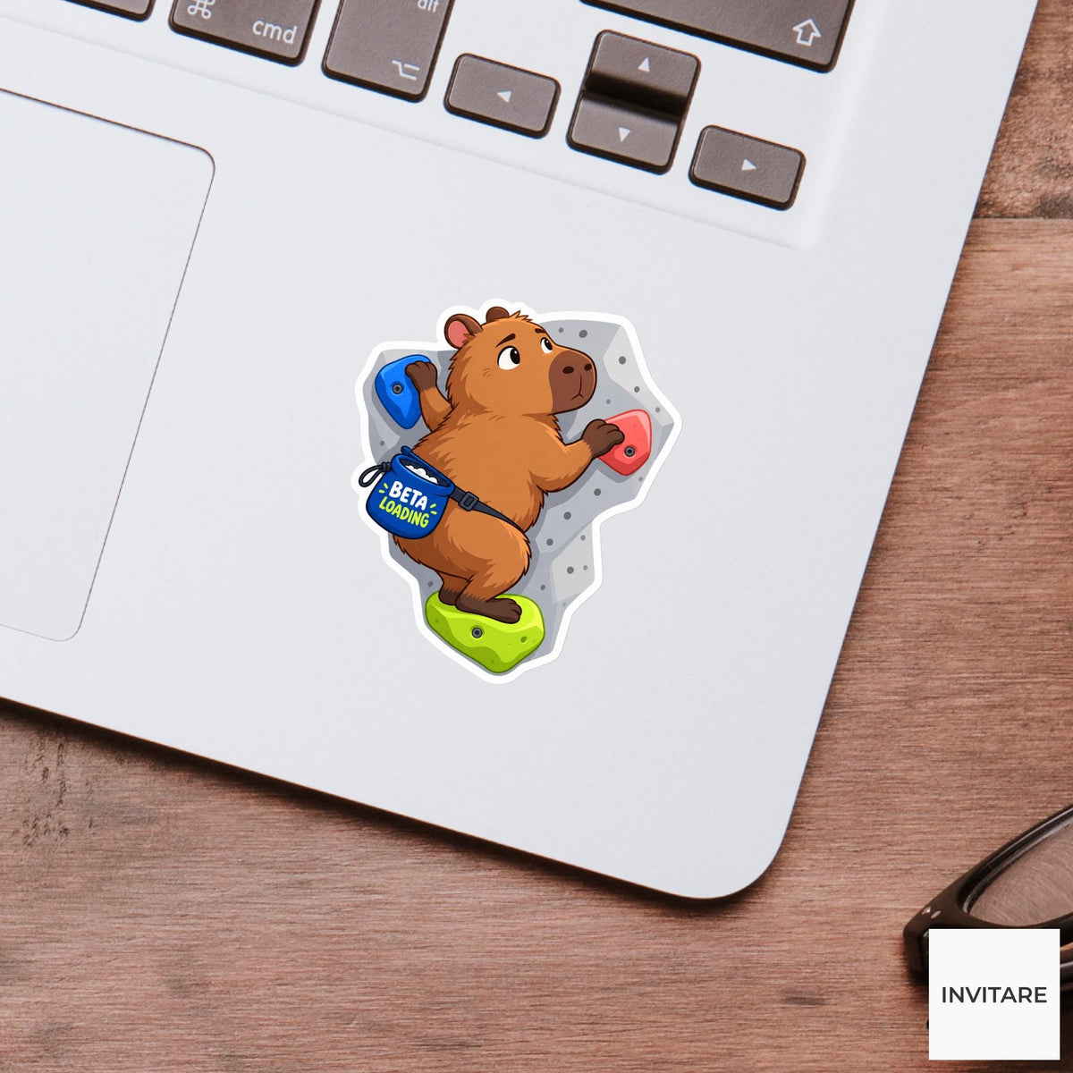 Capybara Bouldering Vinyl Sticker, Beta Loading Cute Animal Illustration