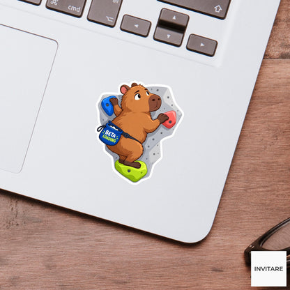 Capybara Bouldering Vinyl Sticker, Beta Loading Cute Animal Illustration