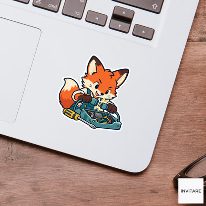 Fox Reconnecting a Loose Plug Vinyl Sticker, Little Electronics Workshop