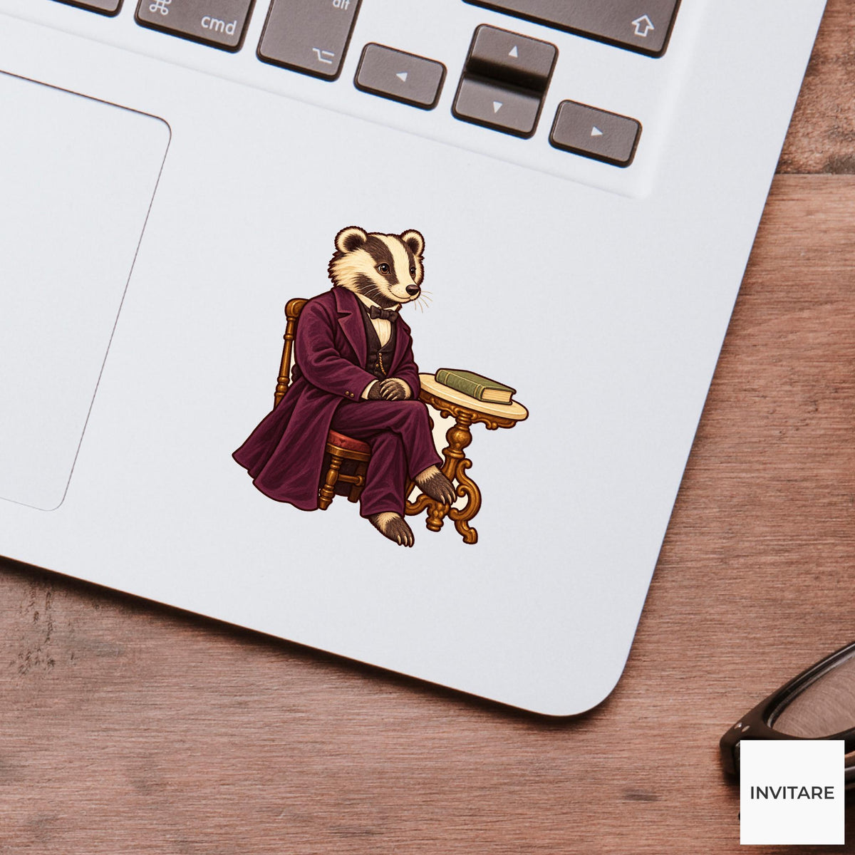 Lincoln Badger Vinyl Sticker, Vintage Animal Portrait, Hand Drawn History Lover Gift