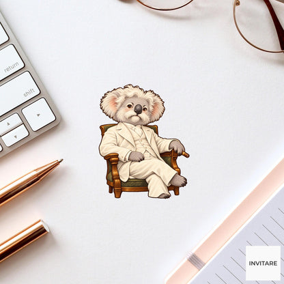 Twain Koala Vinyl Sticker, Vintage Animal Portrait, Hand Drawn History Lover Gift