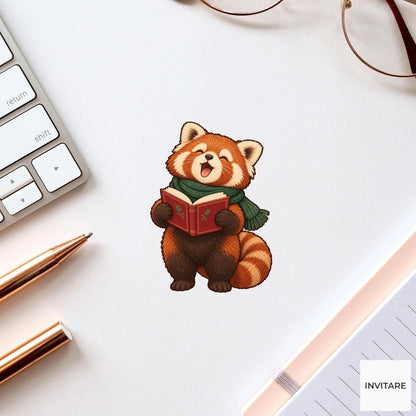 Red Panda Christmas Choir Vinyl Sticker, Funny Off Key Animal Caroler, Holiday Music Gift