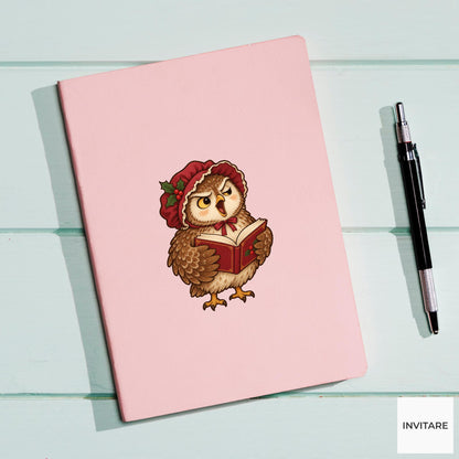 Owl Christmas Choir Vinyl Sticker, Funny Off Key Animal Caroler, Holiday Music Gift