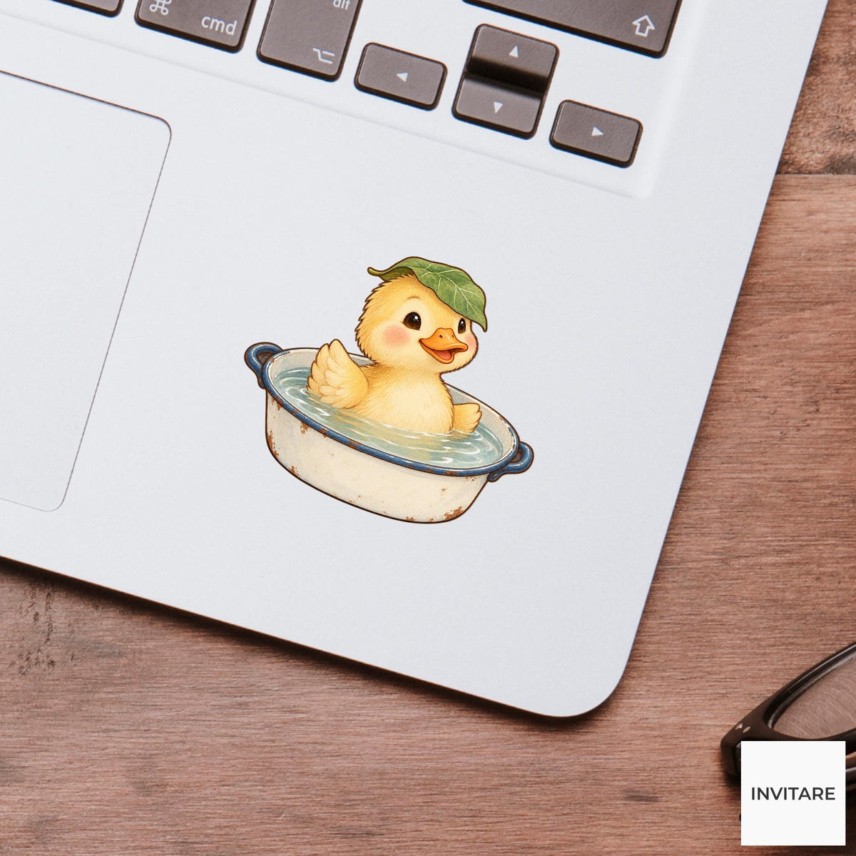 Duck Bath Vinyl Sticker, Little Enamel Bath, Cozy Animal Spa Decal, Slow Living Gift