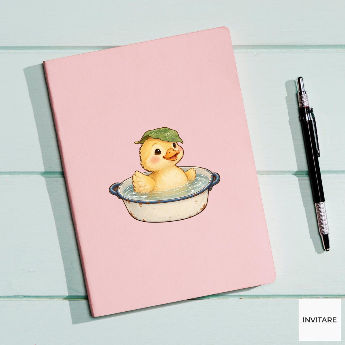 Duck Bath Vinyl Sticker, Little Enamel Bath, Cozy Animal Spa Decal, Slow Living Gift