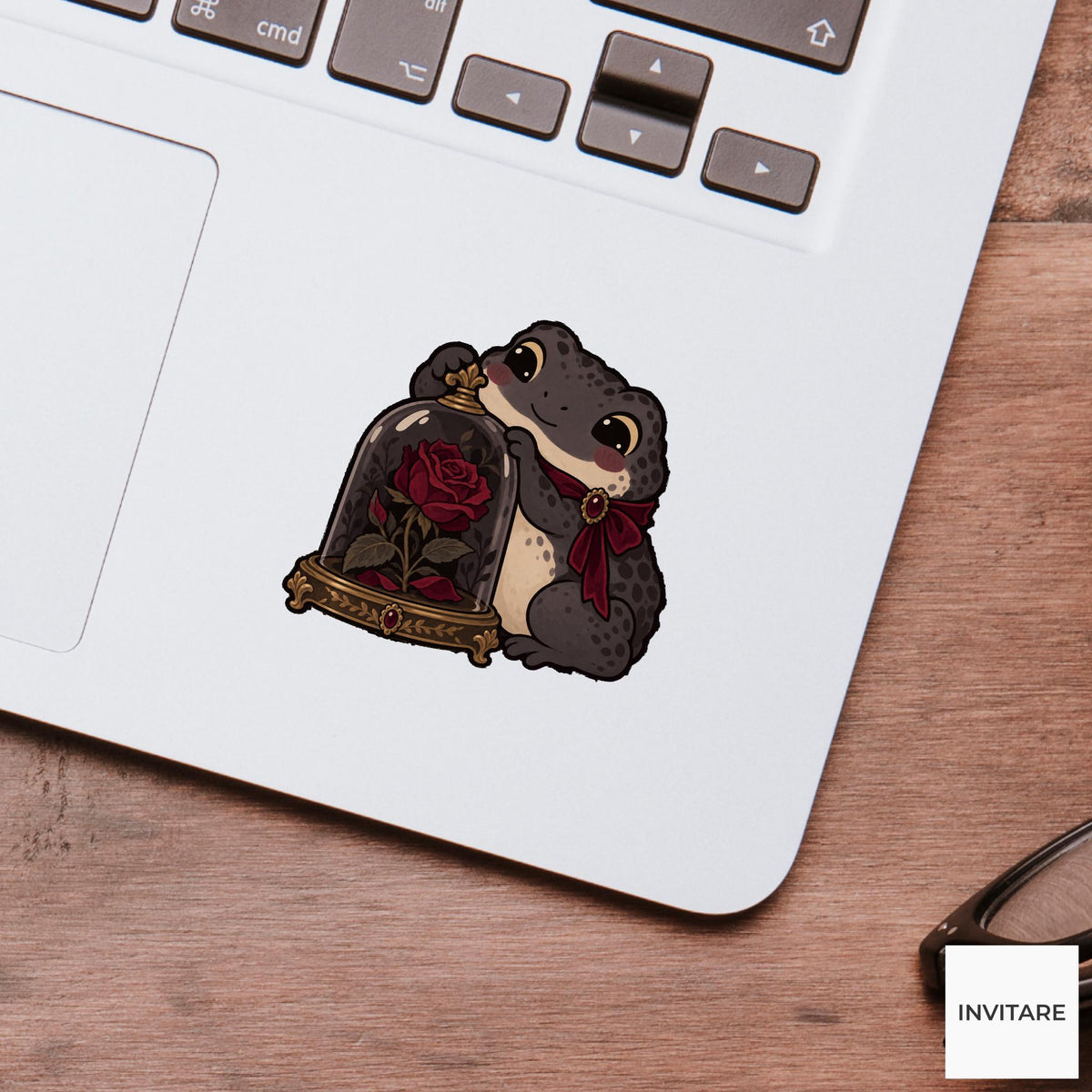 Toad Rose Cloche Vinyl Sticker, Gothic Animal Art, Dark Romantic Journal Decal