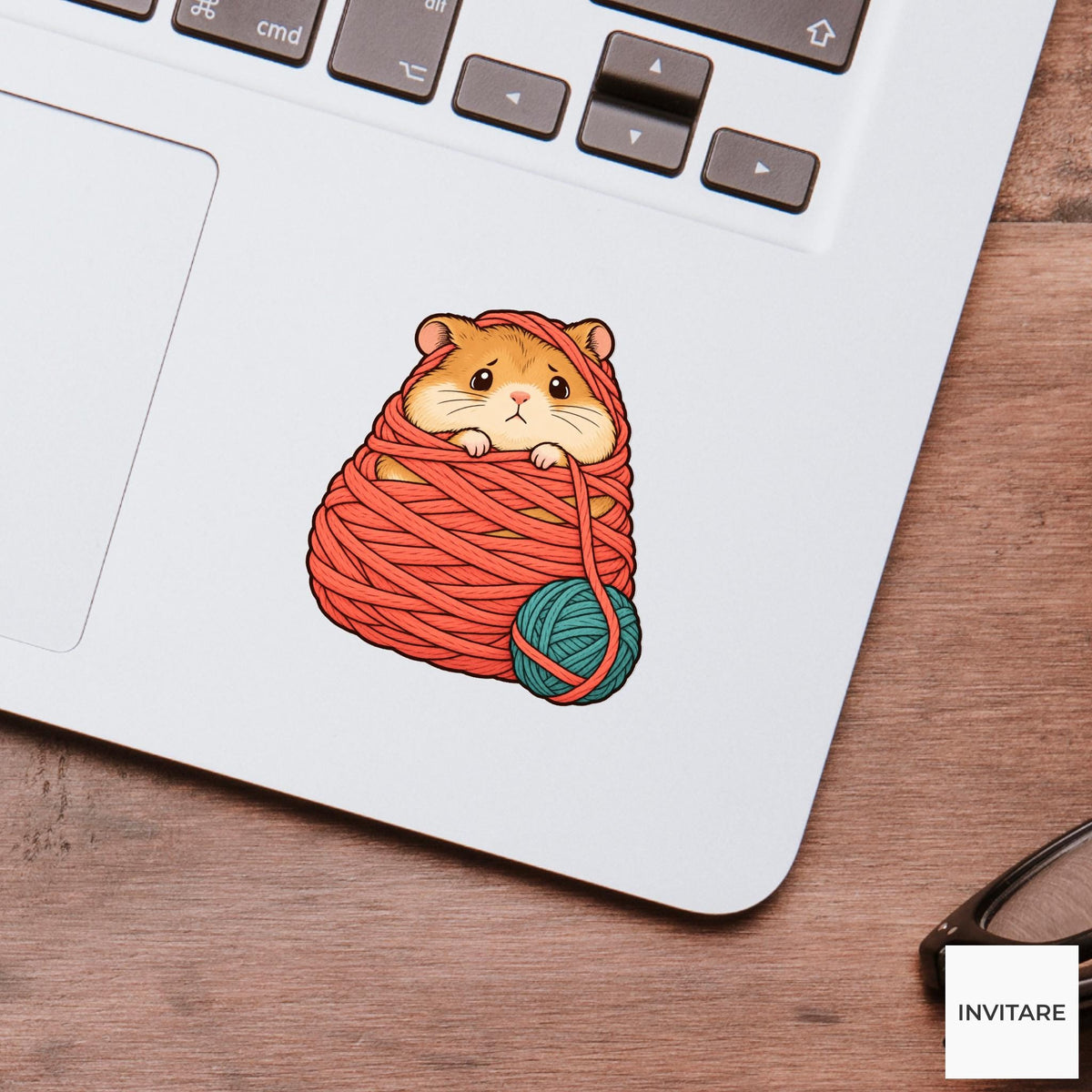 Hamster Yarn Cocoon Vinyl Sticker, Funny Craft Mishap, Cute Animal Decal, Maker Gift